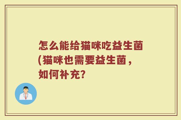 怎么能给猫咪吃益生菌(猫咪也需要益生菌，如何补充？