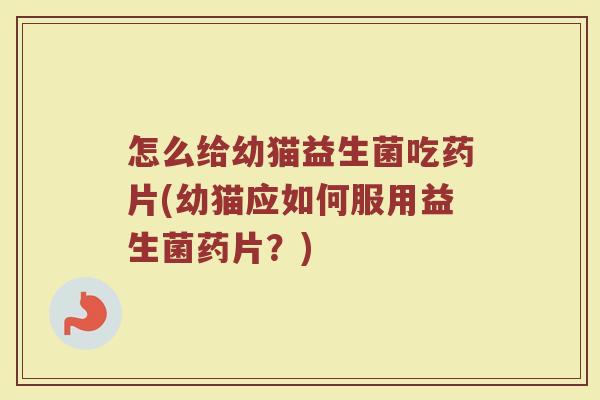 怎么给幼猫益生菌吃药片(幼猫应如何服用益生菌药片?)
