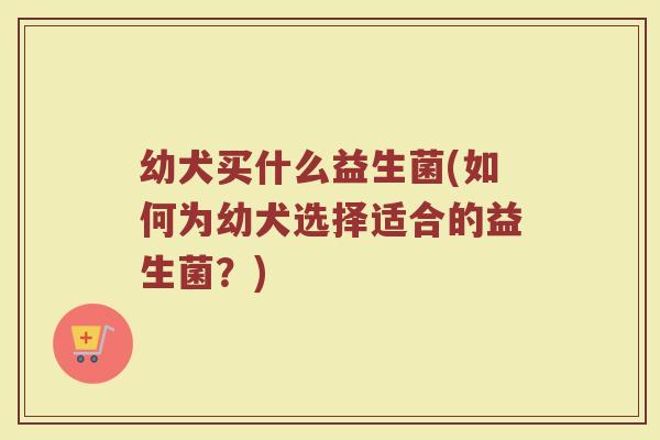 幼犬买什么益生菌(如何为幼犬选择适合的益生菌？)