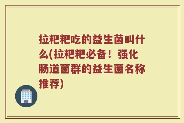 拉粑粑吃的益生菌叫什么(拉粑粑必备！强化肠道菌群的益生菌名称推荐)