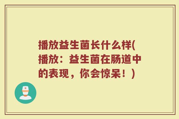 播放益生菌长什么样(播放:益生菌在肠道中的表现,你会惊呆!) 播放益生菌长什么样(播放:益生菌在肠道中的表现,你会惊呆!)