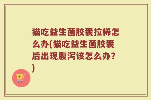 猫吃益生菌胶囊拉稀怎么办(猫吃益生菌胶囊后出现腹泻该怎么办？)