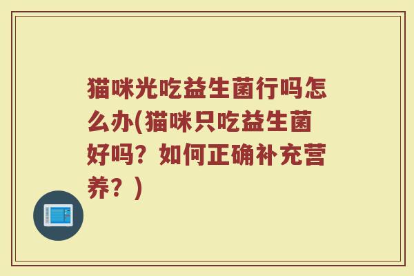 猫咪光吃益生菌行吗怎么办(猫咪只吃益生菌好吗？如何正确补充营养？)