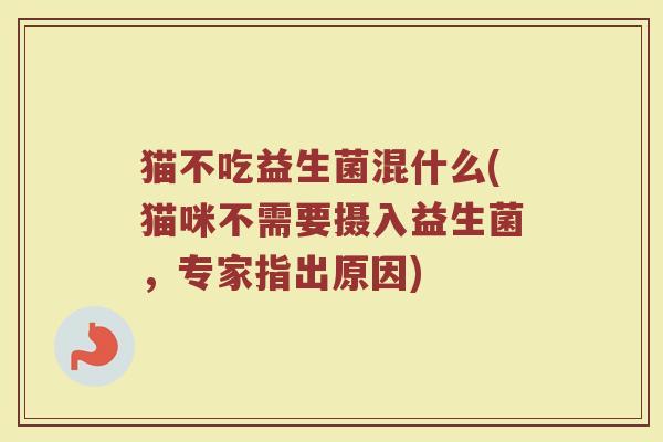 猫不吃益生菌混什么(猫咪不需要摄入益生菌，专家指出原因)