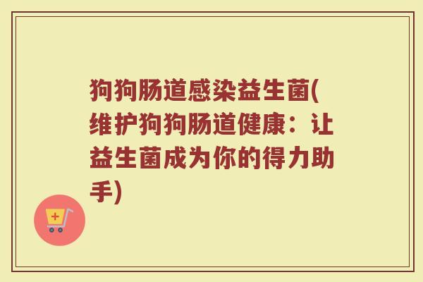 狗狗肠道感染益生菌(维护狗狗肠道健康：让益生菌成为你的得力助手)
