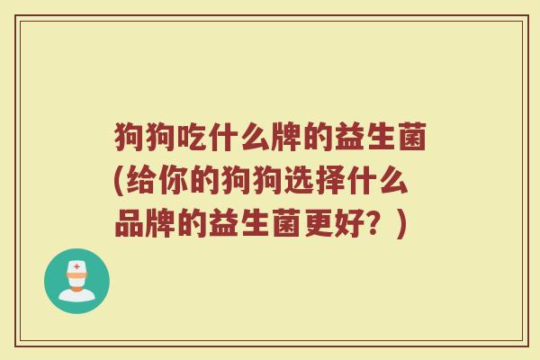 狗狗吃什么牌的益生菌(给你的狗狗选择什么品牌的益生菌更好?)