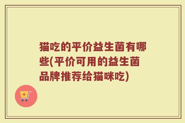 猫吃的平价益生菌有哪些(平价可用的益生菌品牌推荐给猫咪吃)