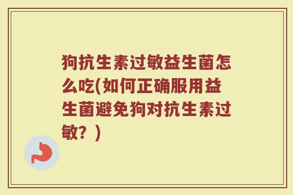 狗抗生素过敏益生菌怎么吃(如何正确服用益生菌避免狗对抗生素过敏？)