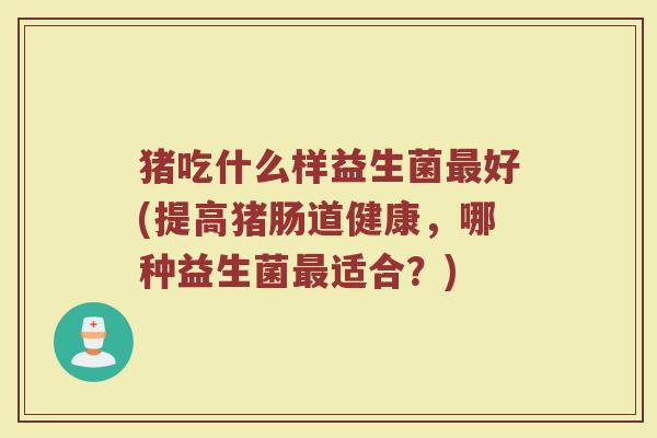 猪吃什么样益生菌最好(提高猪肠道健康，哪种益生菌最适合？)