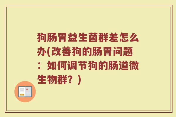 狗肠胃益生菌群差怎么办(改善狗的肠胃问题：如何调节狗的肠道微生物群？)