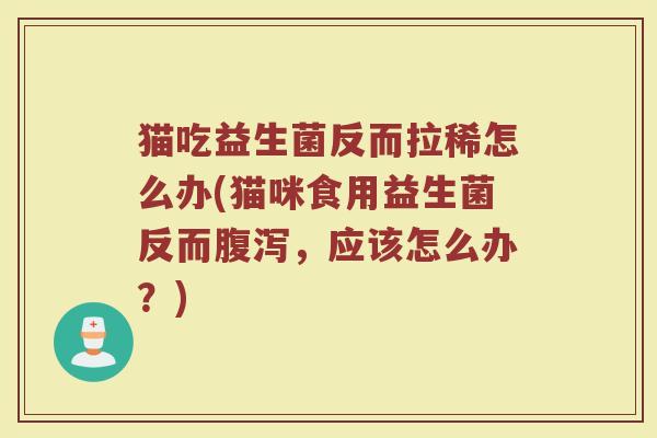 猫吃益生菌反而拉稀怎么办(猫咪食用益生菌反而腹泻，应该怎么办？)