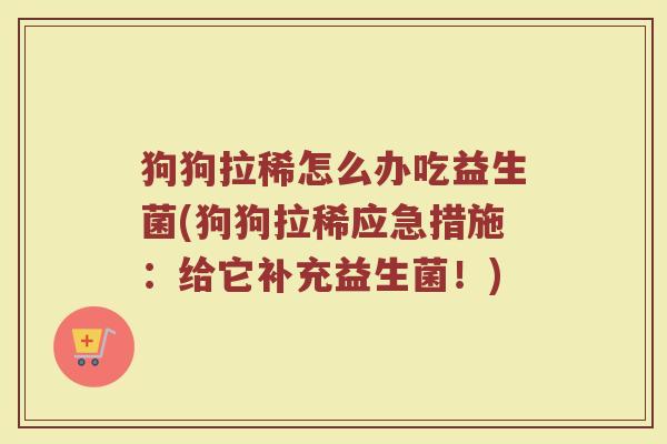 狗狗拉稀怎么办吃益生菌(狗狗拉稀应急措施：给它补充益生菌！)