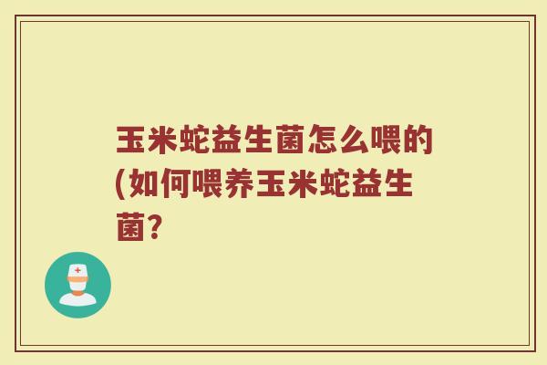 玉米蛇益生菌怎么喂的(如何喂养玉米蛇益生菌？