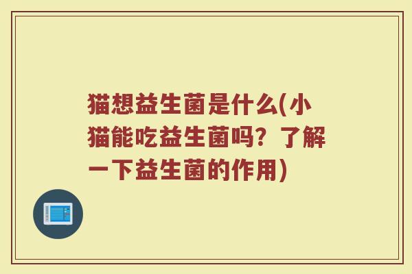 猫想益生菌是什么(小猫能吃益生菌吗？了解一下益生菌的作用)