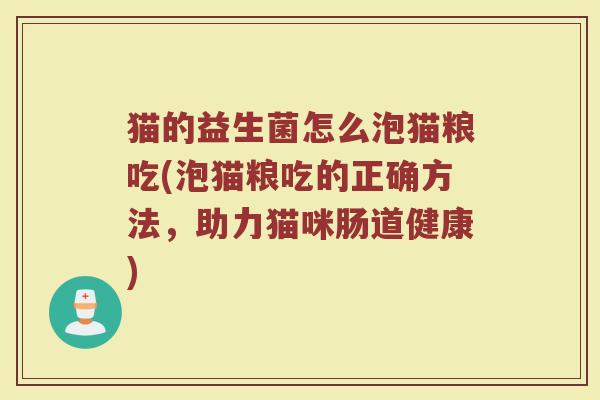 猫的益生菌怎么泡猫粮吃(泡猫粮吃的正确方法，助力猫咪肠道健康)