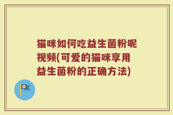 猫咪如何吃益生菌粉呢视频(可爱的猫咪享用益生菌粉的正确方法)