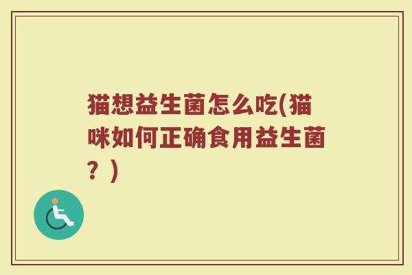 猫想益生菌怎么吃(猫咪如何正确食用益生菌？)