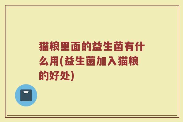 猫粮里面的益生菌有什么用(益生菌加入猫粮的好处)