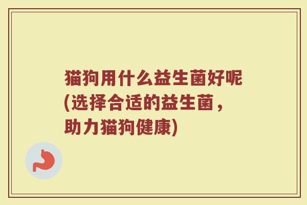 猫狗用什么益生菌好呢(选择合适的益生菌，助力猫狗健康)