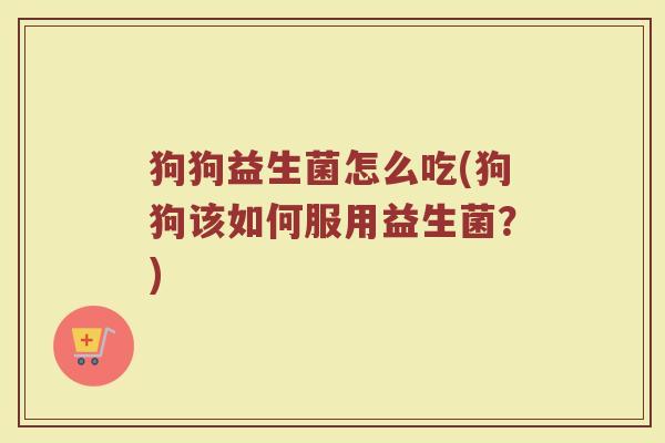 狗狗益生菌怎么吃(狗狗该如何服用益生菌？)