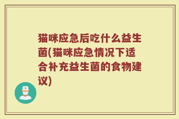 猫咪应急后吃什么益生菌(猫咪应急情况下适合补充益生菌的食物建议)