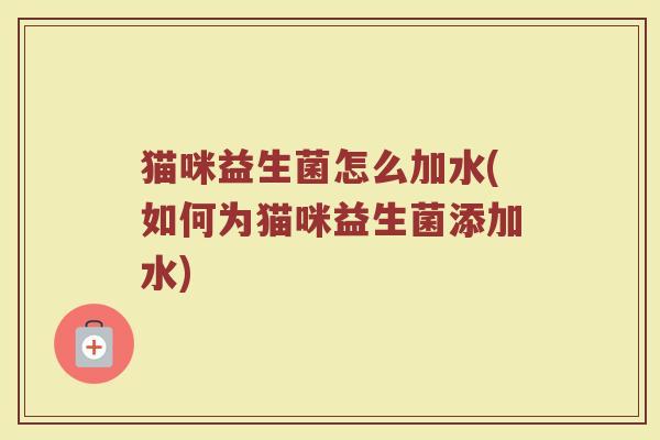 猫咪益生菌怎么加水(如何为猫咪益生菌添加水)