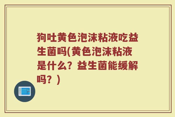狗吐黄色泡沫粘液吃益生菌吗(黄色泡沫粘液是什么？益生菌能缓解吗？)