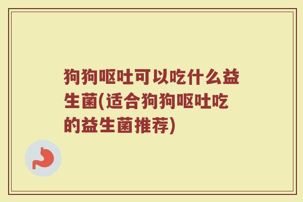 狗狗呕吐可以吃什么益生菌(适合狗狗呕吐吃的益生菌推荐)
