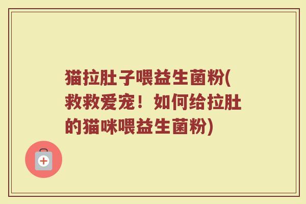 猫拉肚子喂益生菌粉(救救爱宠!如何给拉肚的猫咪喂益生菌粉)