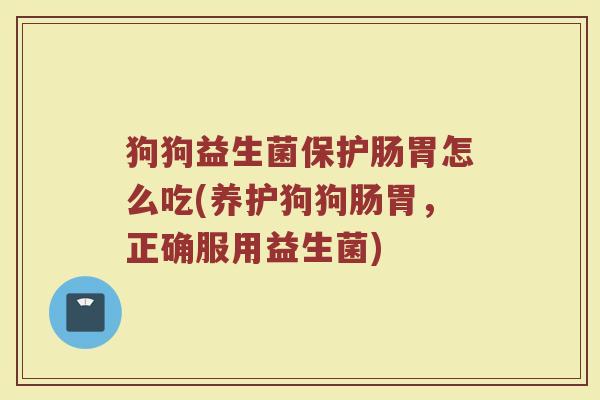 狗狗益生菌保护肠胃怎么吃(养护狗狗肠胃，正确服用益生菌)