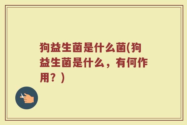 狗益生菌是什么菌(狗益生菌是什么，有何作用？)