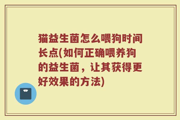 猫益生菌怎么喂狗时间长点(如何正确喂养狗的益生菌，让其获得更好效果的方法)