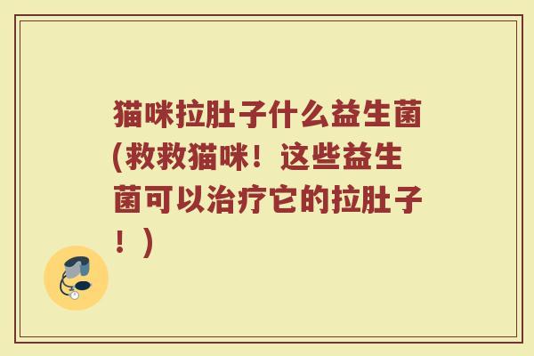 猫咪拉肚子什么益生菌(救救猫咪！这些益生菌可以治疗它的拉肚子！)