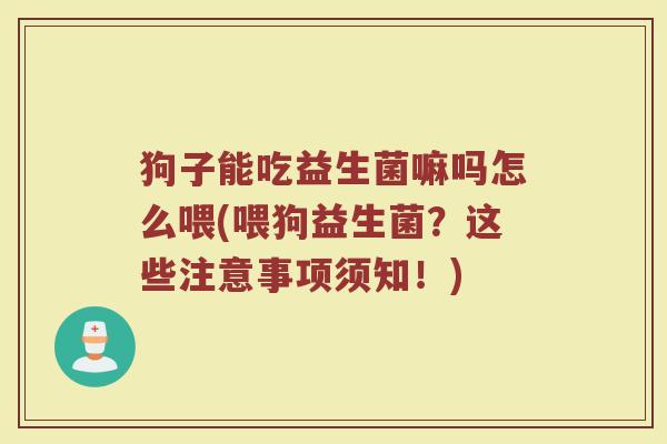 狗子能吃益生菌嘛吗怎么喂(喂狗益生菌？这些注意事项须知！)