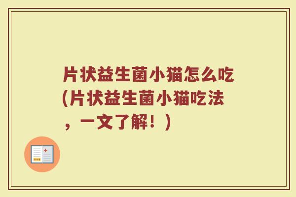 片状益生菌小猫怎么吃(片状益生菌小猫吃法，一文了解！)