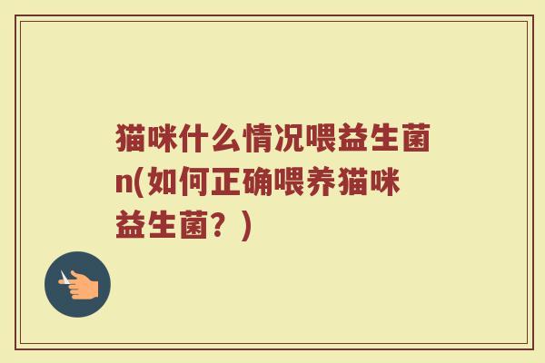 猫咪什么情况喂益生菌n(如何正确喂养猫咪益生菌？)
