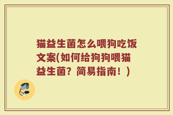 猫益生菌怎么喂狗吃饭文案(如何给狗狗喂猫益生菌?简易指南!)