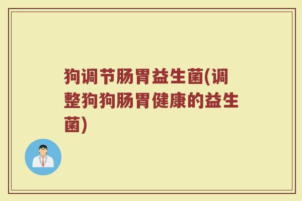 狗调节肠胃益生菌(调整狗狗肠胃健康的益生菌)