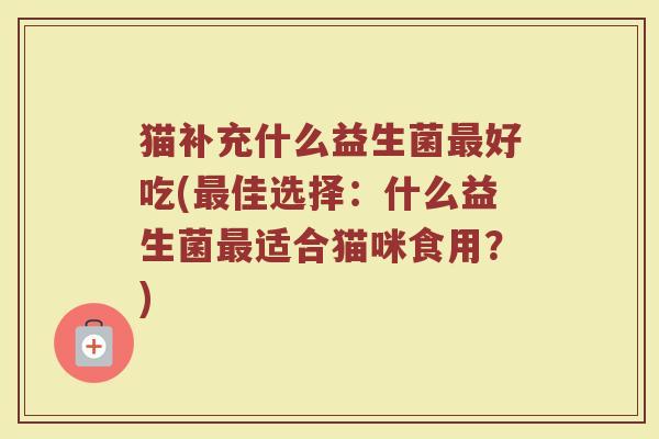 猫补充什么益生菌最好吃(最佳选择：什么益生菌最适合猫咪食用？)