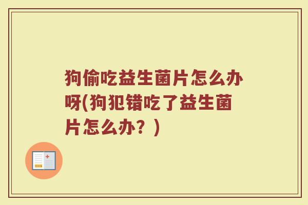 狗偷吃益生菌片怎么办呀(狗犯错吃了益生菌片怎么办？)