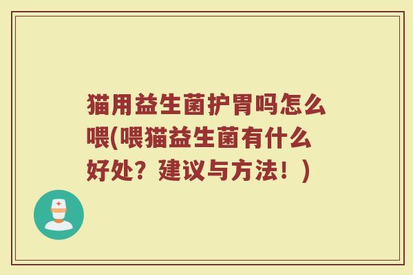 猫用益生菌护胃吗怎么喂(喂猫益生菌有什么好处？建议与方法！)
