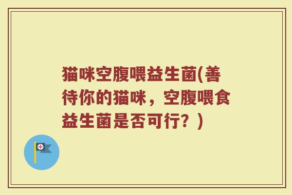 猫咪空腹喂益生菌(善待你的猫咪，空腹喂食益生菌是否可行？)