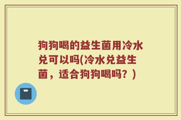 狗狗喝的益生菌用冷水兑可以吗(冷水兑益生菌,适合狗狗喝吗?)