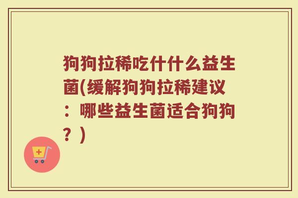 狗狗拉稀吃什什么益生菌(缓解狗狗拉稀建议:哪些益生菌适合狗狗?)