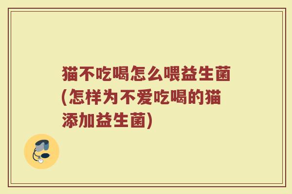 猫不吃喝怎么喂益生菌(怎样为不爱吃喝的猫添加益生菌)