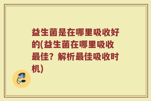 益生菌是在哪里吸收好的(益生菌在哪里吸收最佳？解析最佳吸收时机)