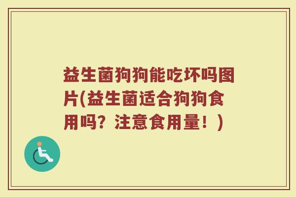 益生菌狗狗能吃坏吗图片(益生菌适合狗狗食用吗？注意食用量！)