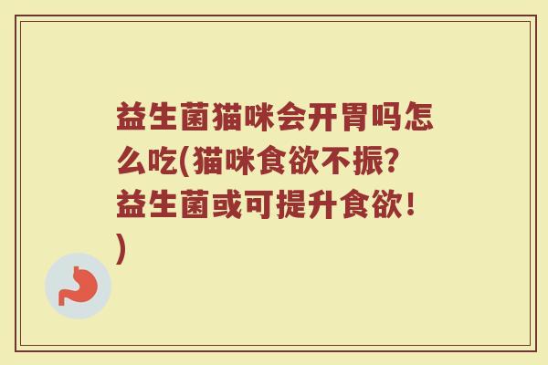 益生菌猫咪会开胃吗怎么吃(猫咪食欲不振？益生菌或可提升食欲！)