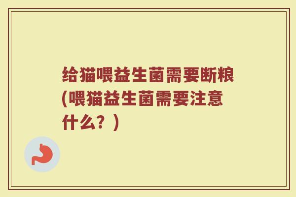 给猫喂益生菌需要断粮(喂猫益生菌需要注意什么？)