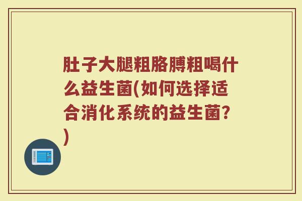 肚子大腿粗胳膊粗喝什么益生菌(如何选择适合消化系统的益生菌？)